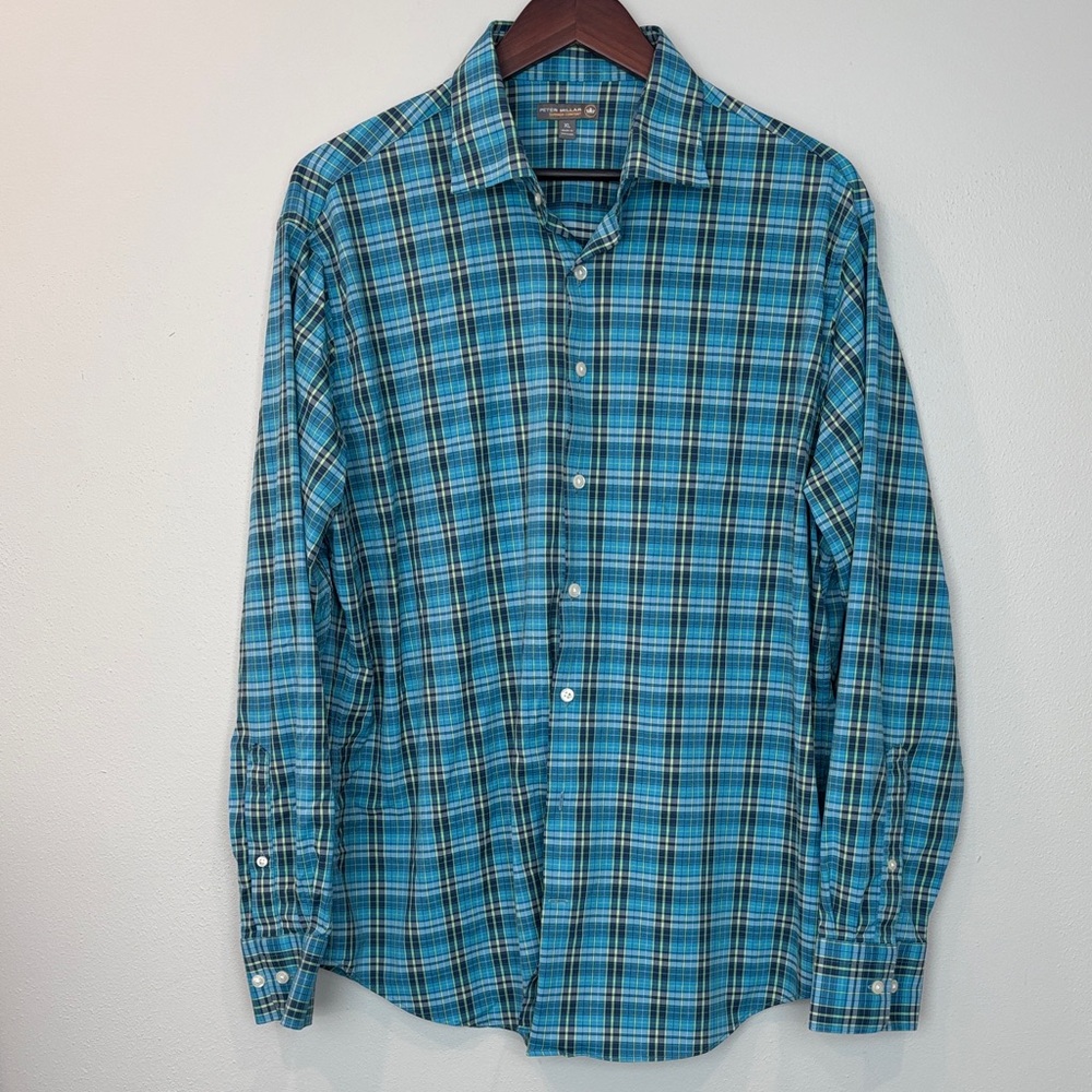 💥💥FLASH SALE!!!💥💥 Peter Millar Turquoise and Black Plaid Shirt